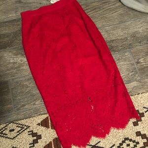 H&M midi red lace skirt 🌹